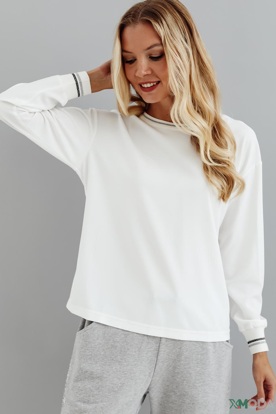 Пуловер Pezzo белый с полоской