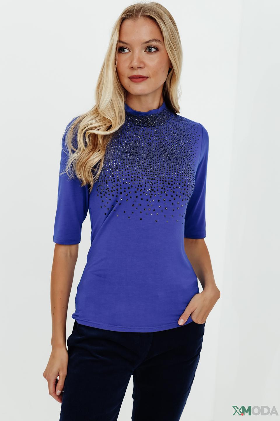 Пуловер Pezzo с камнями синий