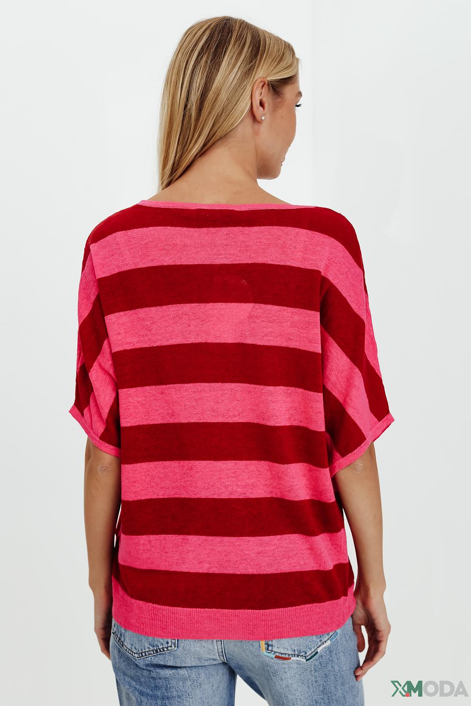 Пуловер Oui в полоску малиновый