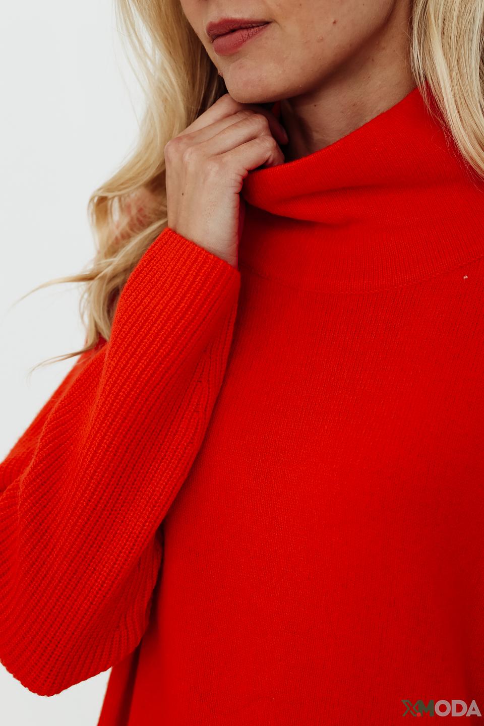 Пуловер Oui с карманами красный