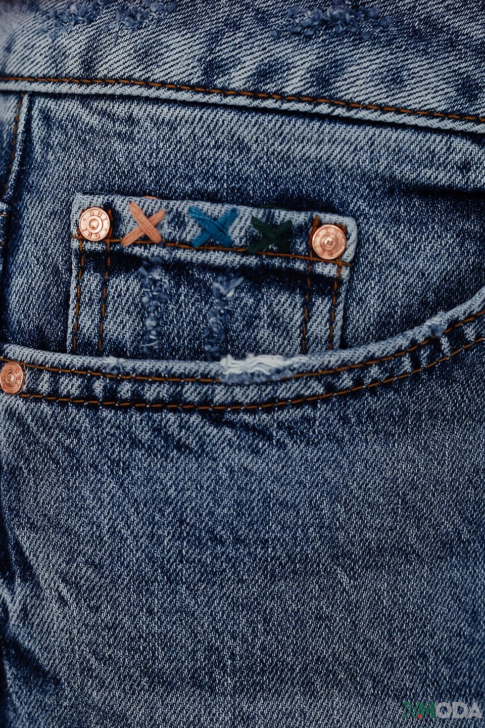 Джинсы Oui с вышивкой голубые