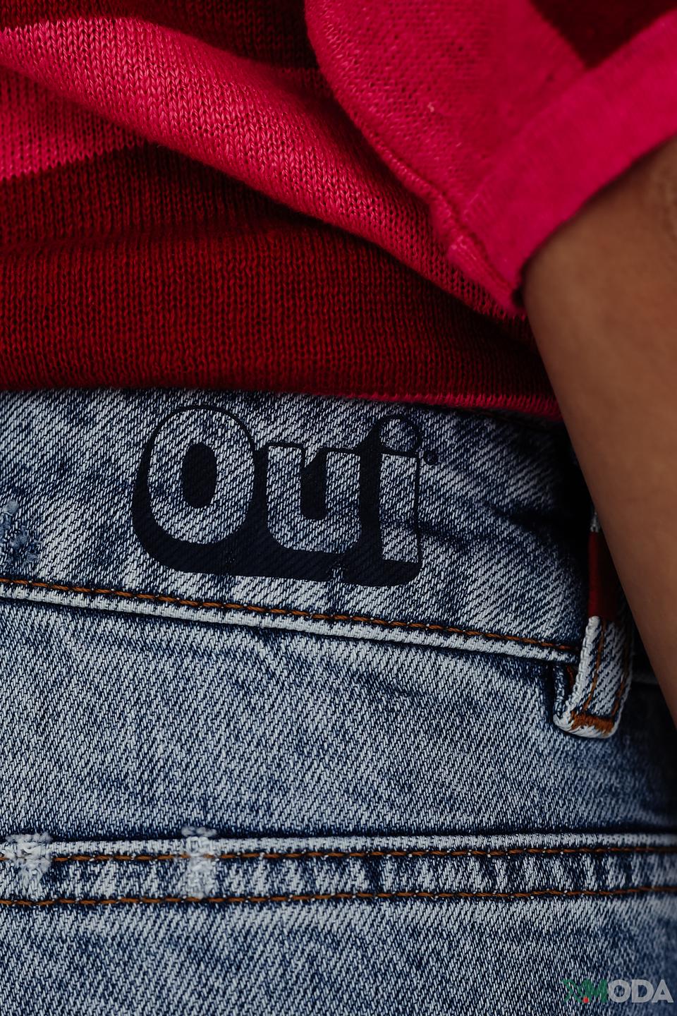 Джинсы Oui с вышивкой голубые