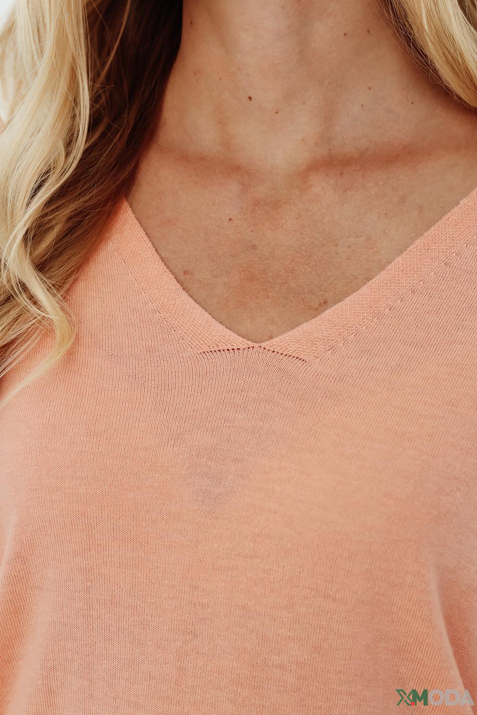 Пуловер Marc Cain V-образный персиковый