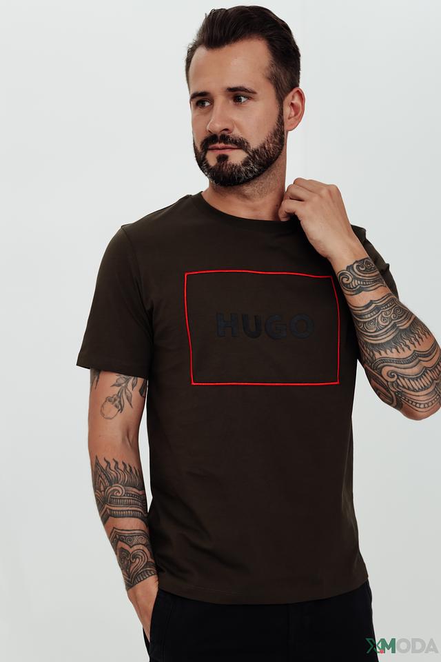 Футболка Hugo с логотипом оливковая