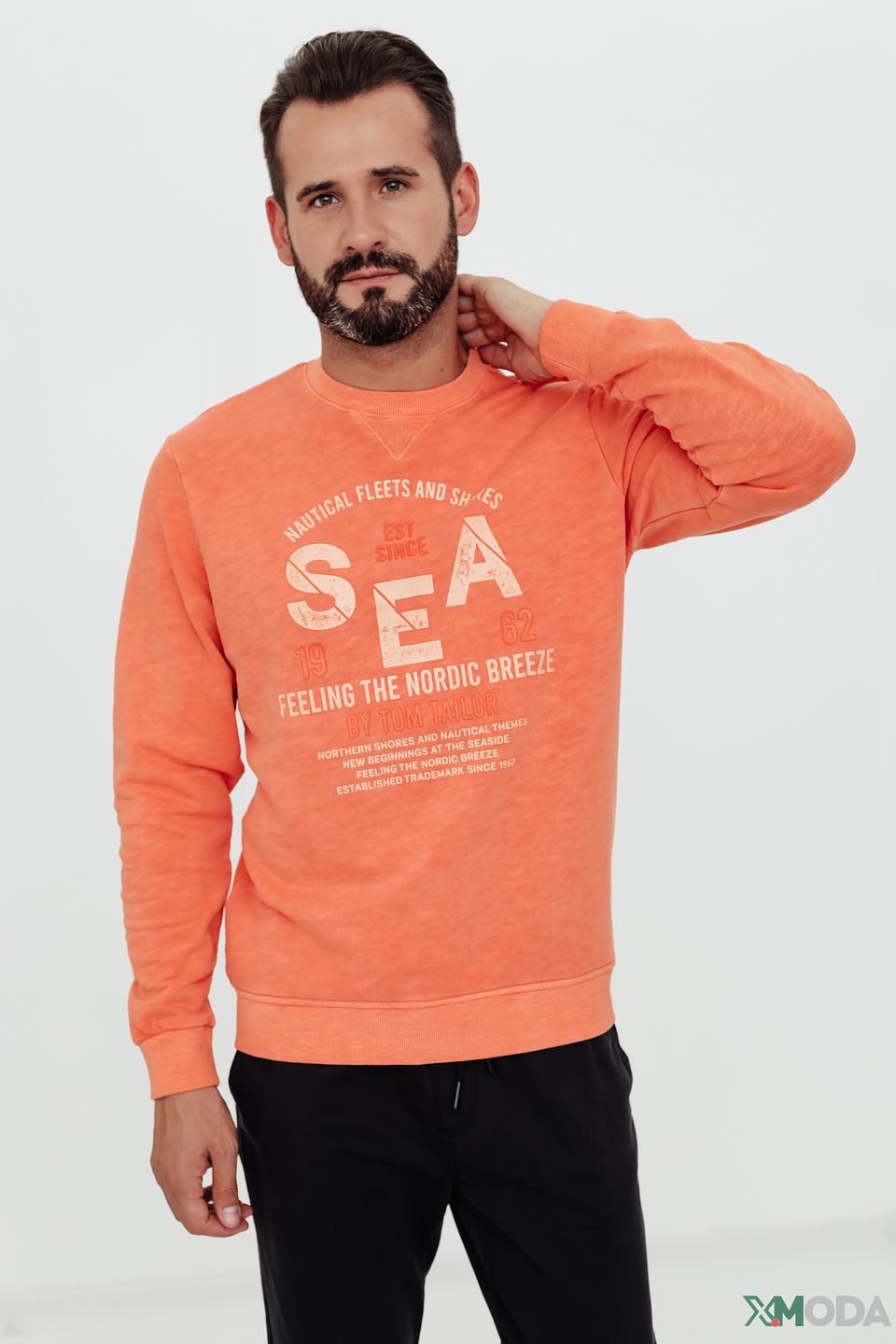 Джемпер Tom Tailor оранжевый с принтом