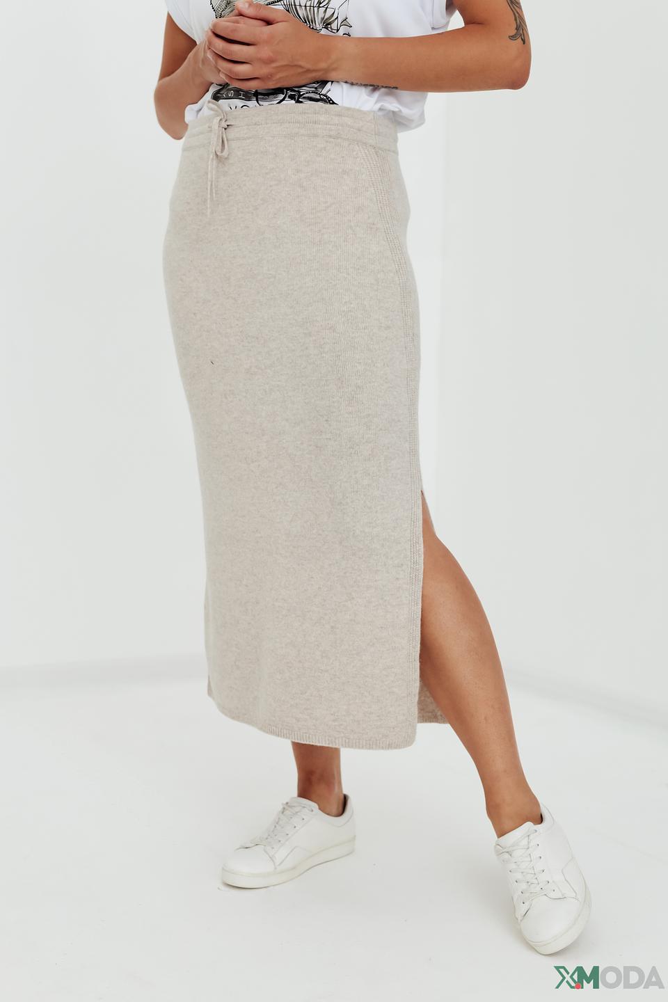 Юбка Oui вязаная бежевая