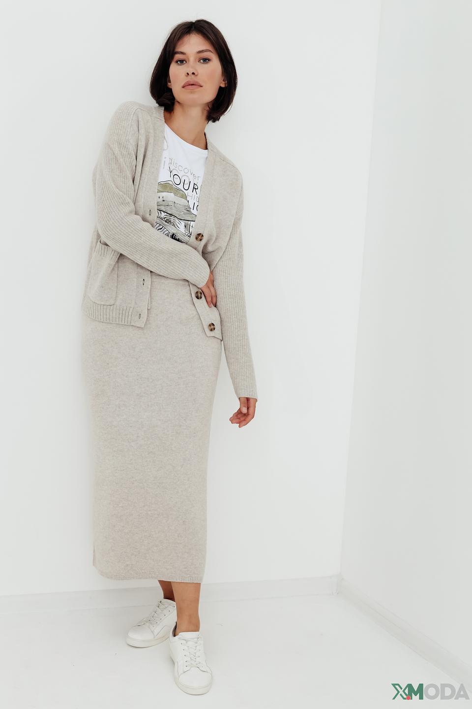 Юбка Oui вязаная бежевая