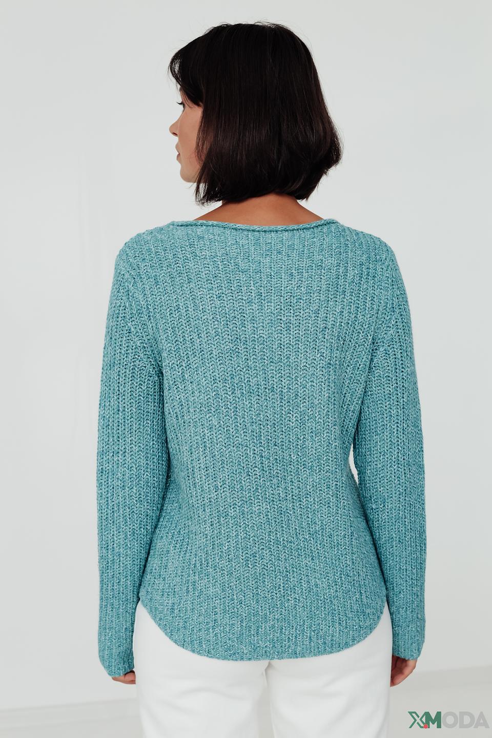 Пуловер Oui бирюзовый вязаный
