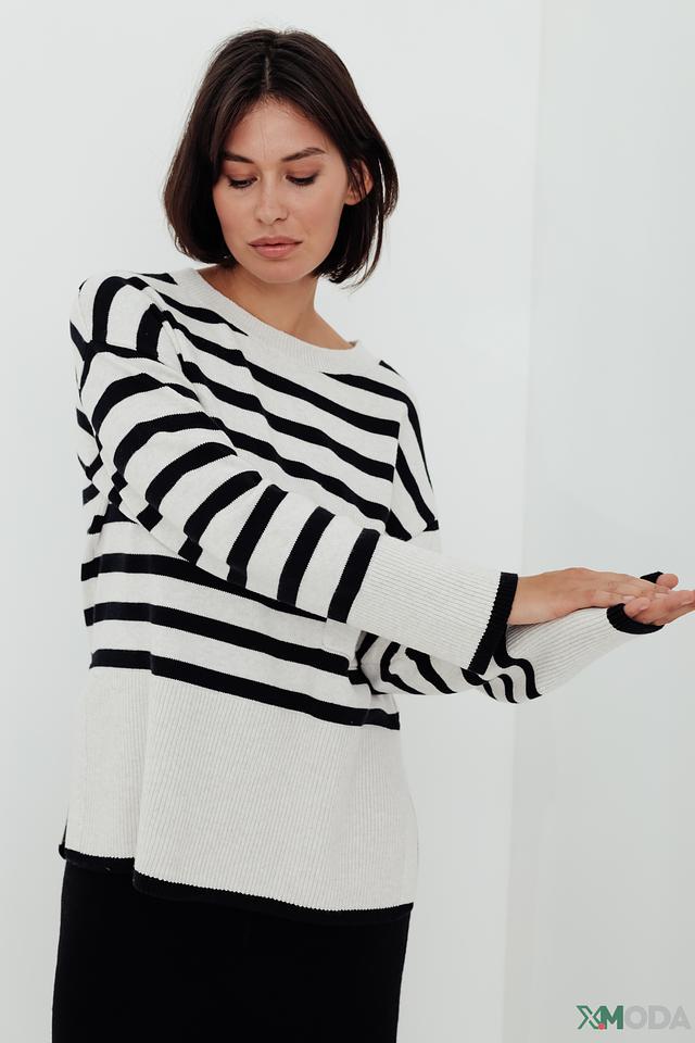 Пуловер Oui в полоску