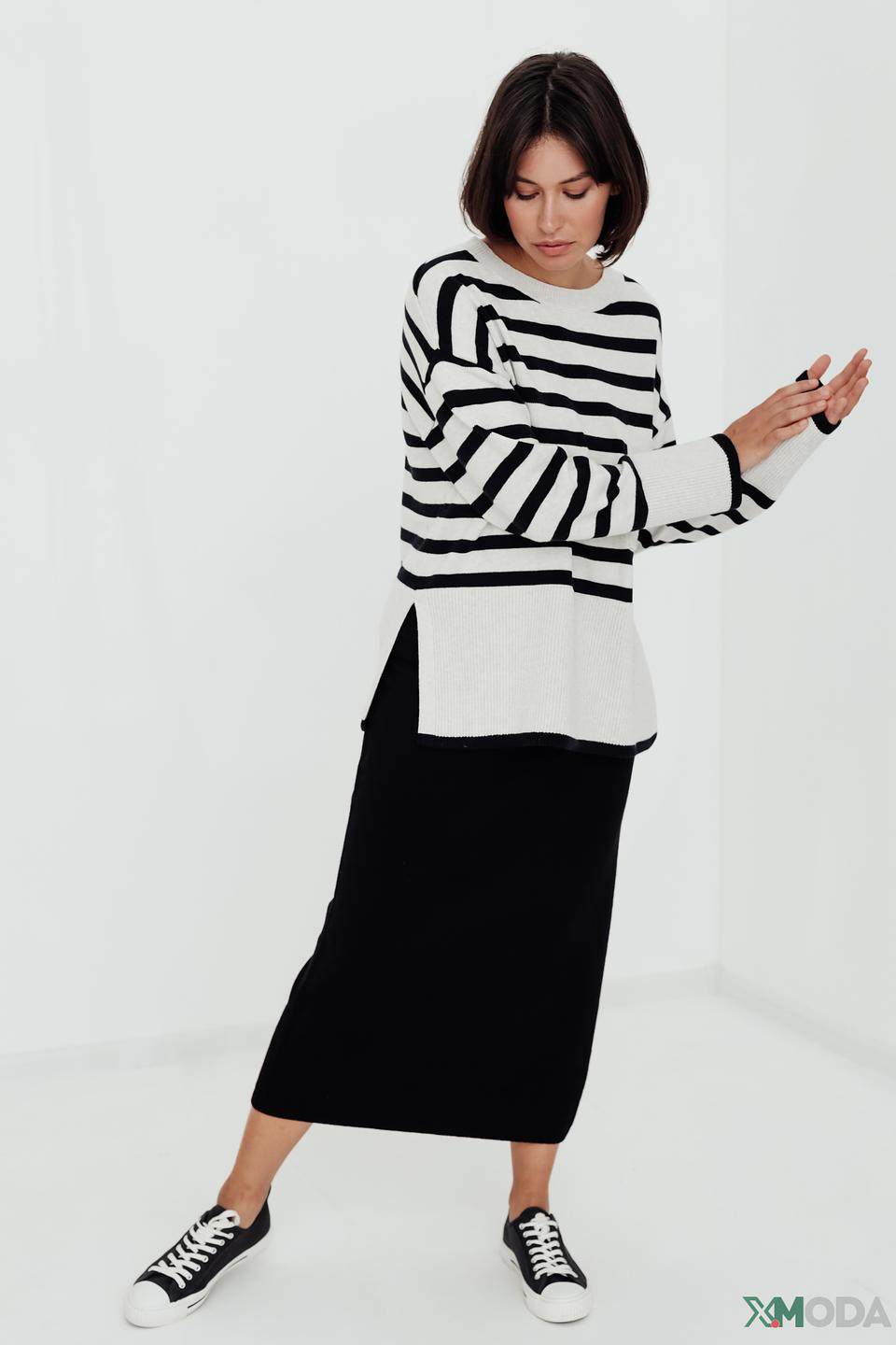 Пуловер Oui в полоску