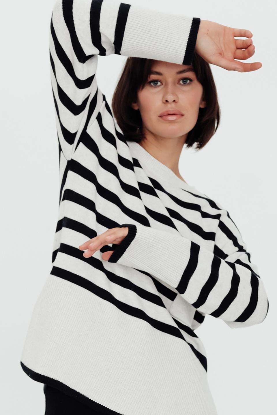 Пуловер Oui в полоску