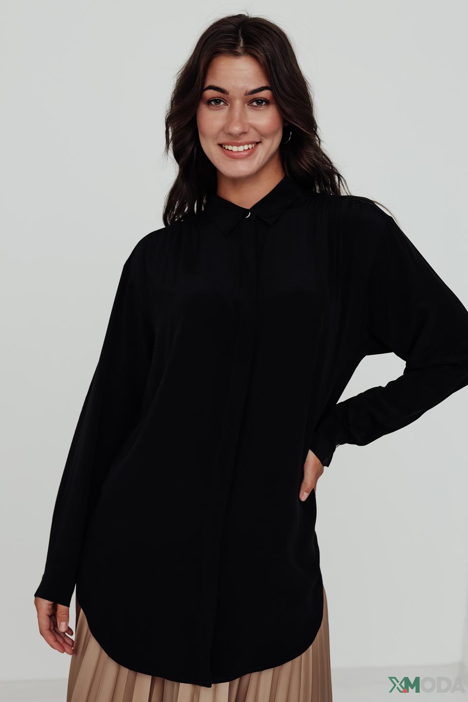 Блуза Boss Black чёрная с воротником