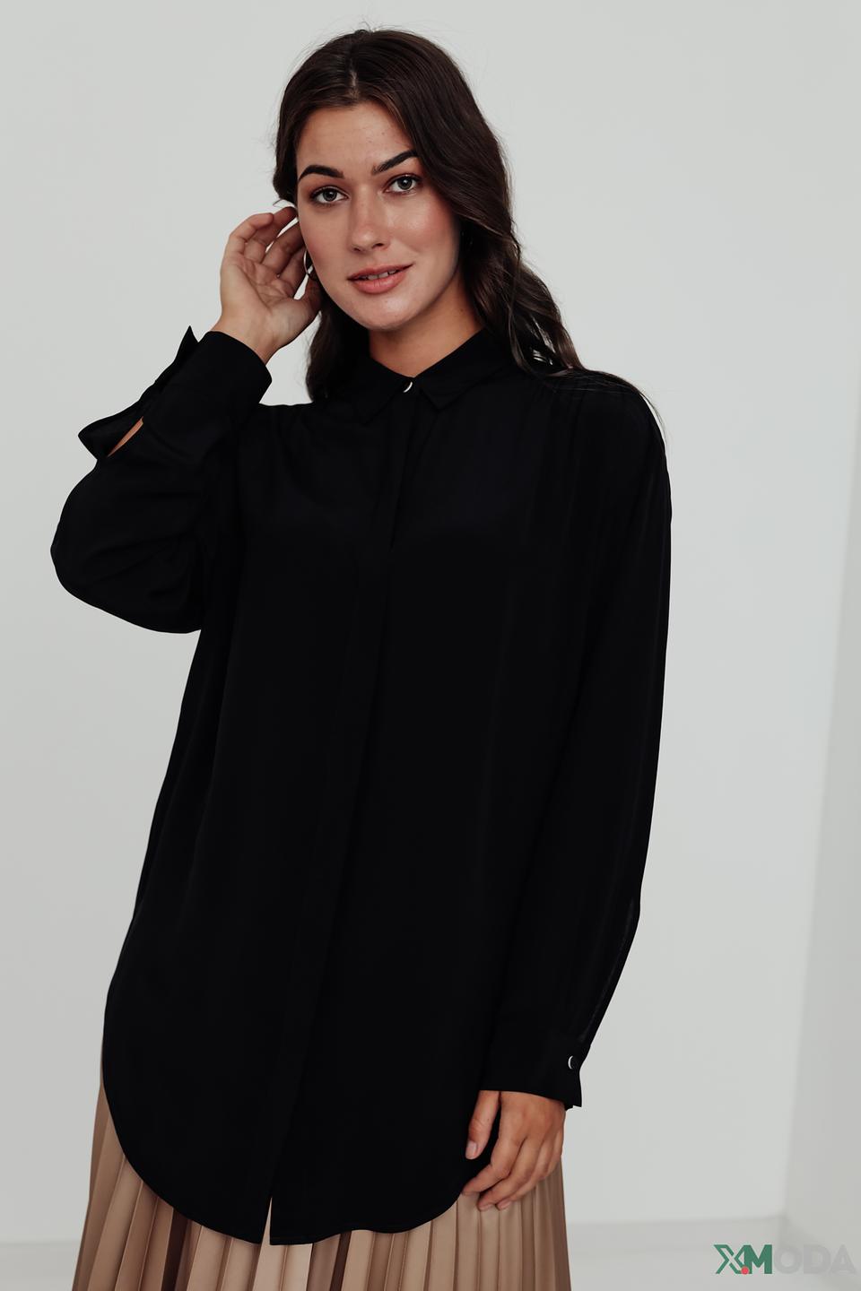 Блуза Boss Black чёрная с воротником