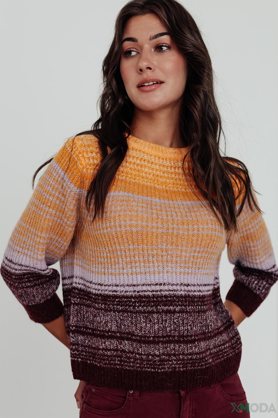 Пуловер Taifun в полоску горчичный