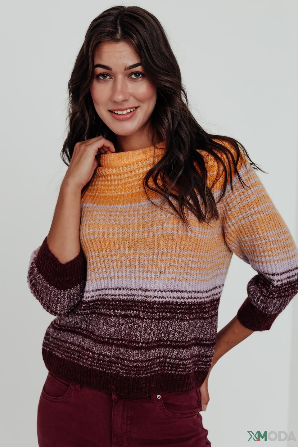 Пуловер Taifun в полоску горчичный