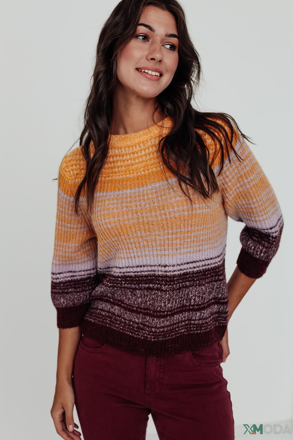 Пуловер Taifun в полоску горчичный