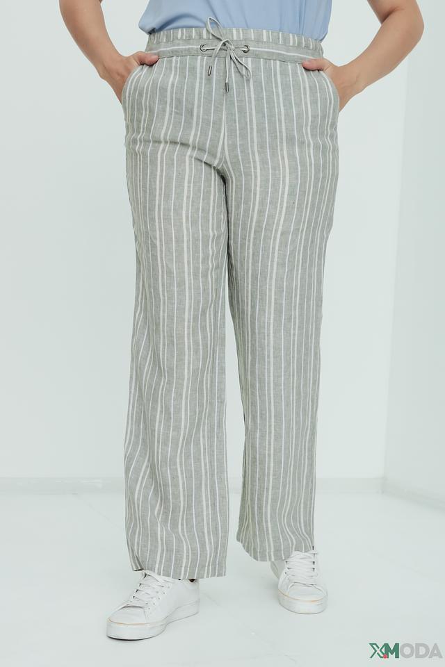 Брюки льняные в полоску Olsen