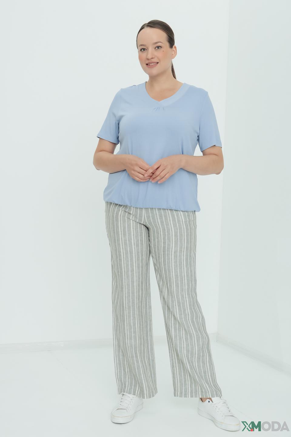 Брюки льняные в полоску Olsen