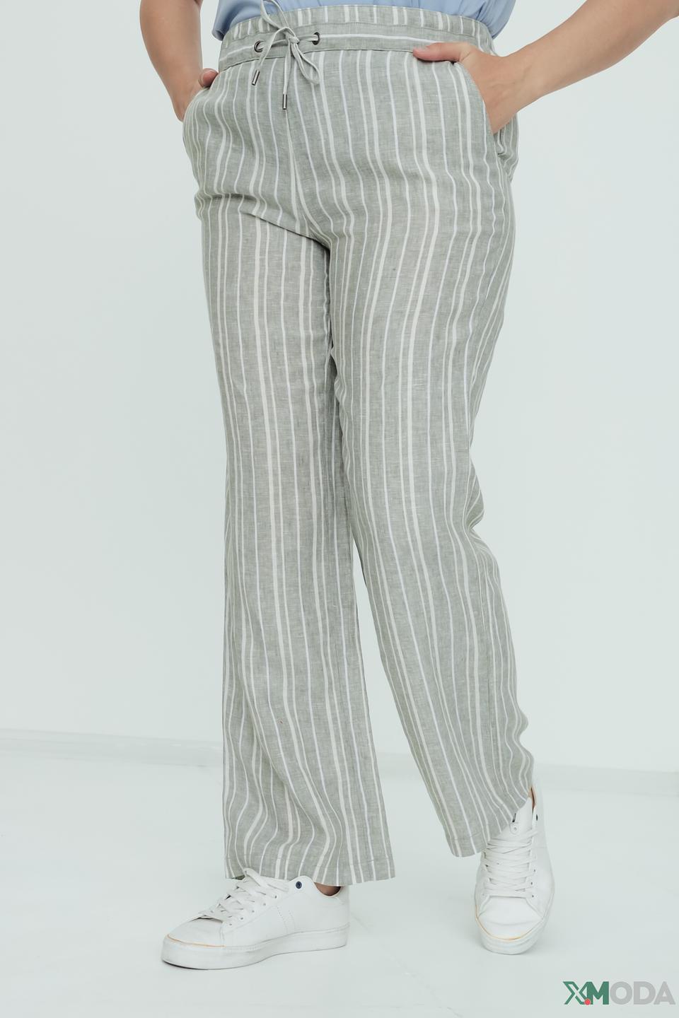 Брюки льняные в полоску Olsen