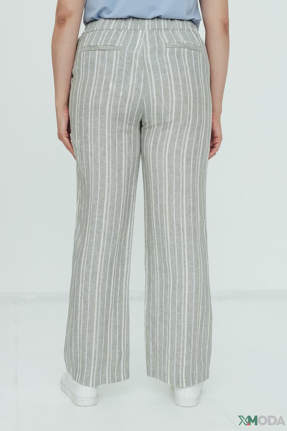 Брюки льняные в полоску Olsen