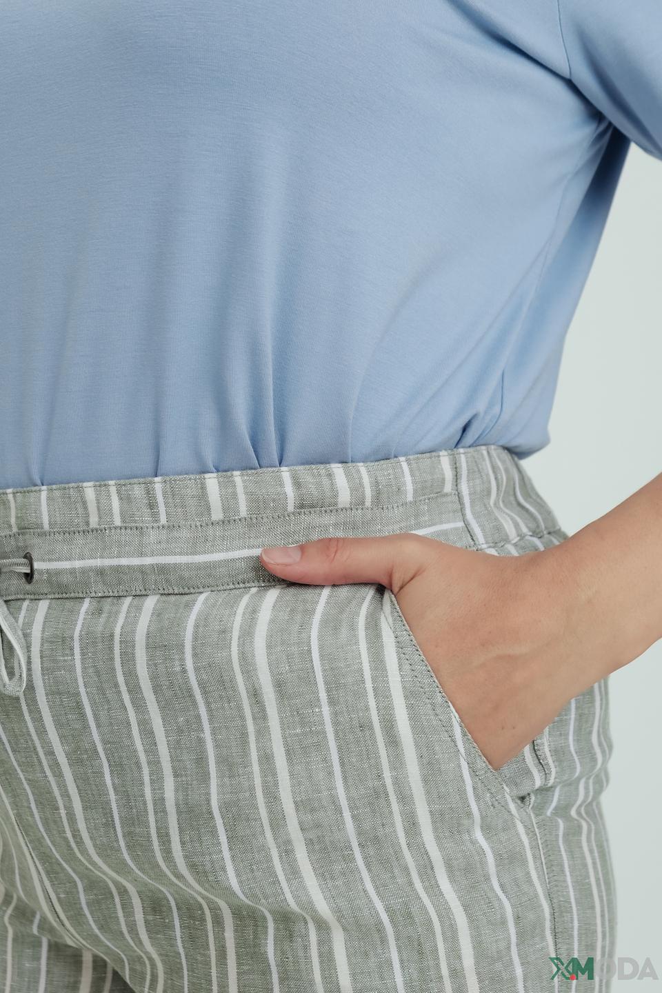 Брюки льняные в полоску Olsen