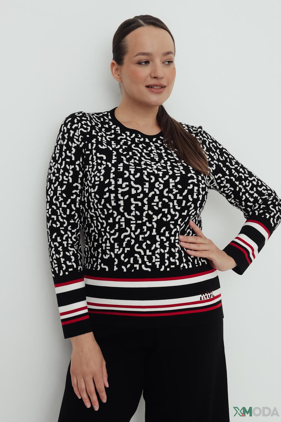 Пуловер Rabe collection с принтом чёрный