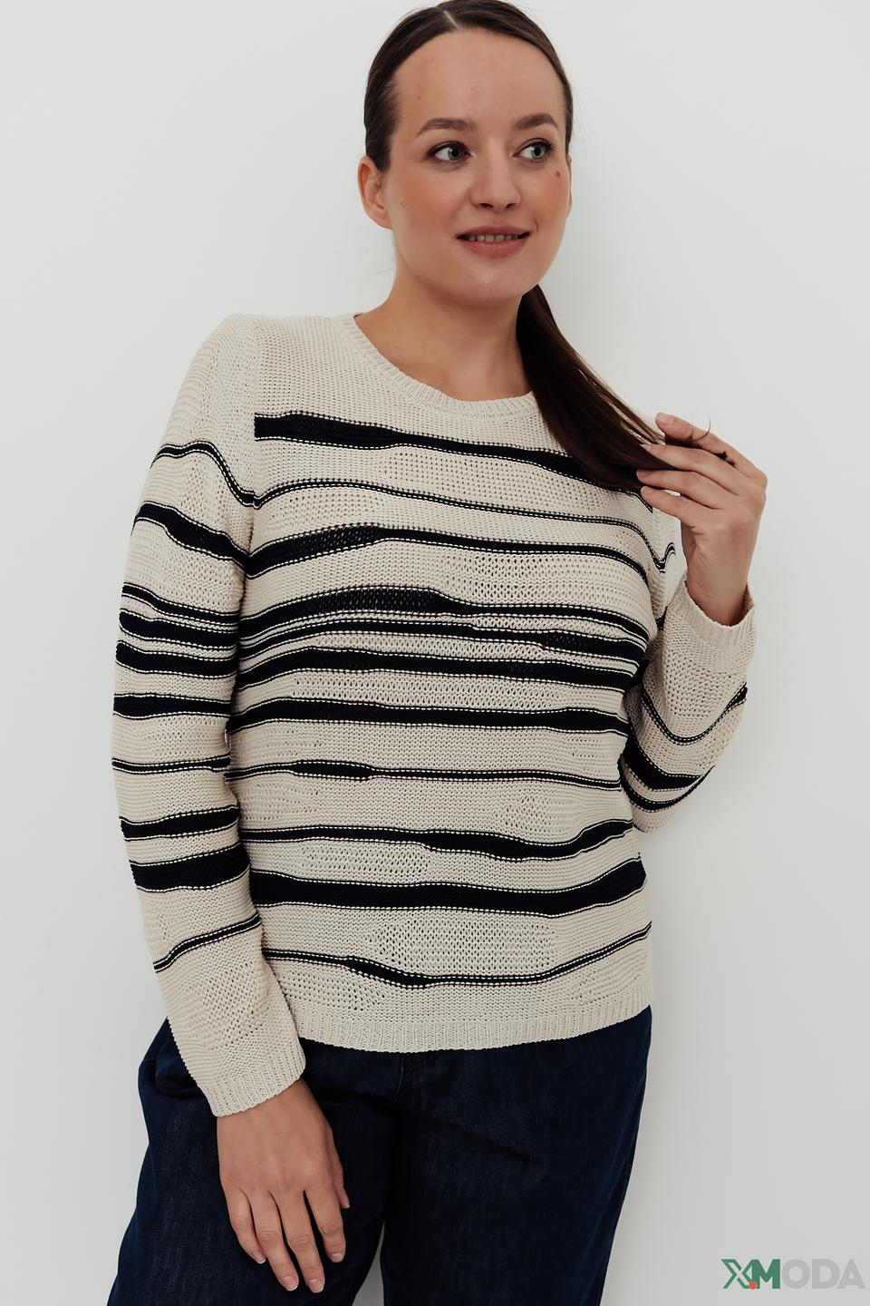 Пуловер Rabe collection в полоску бежевый