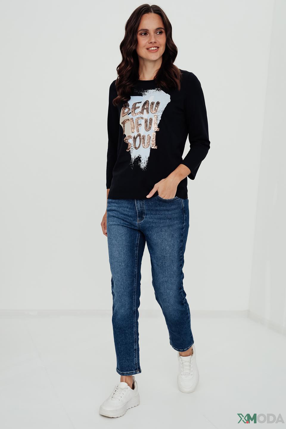 Лонгслив Taifun с пайетками чёрный