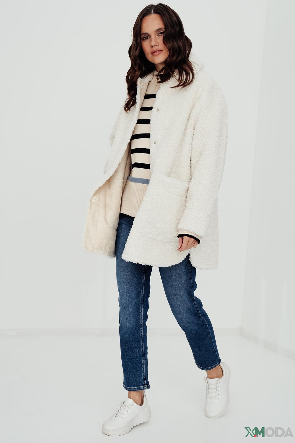 Пальто Oui из искусственного меха кремовый