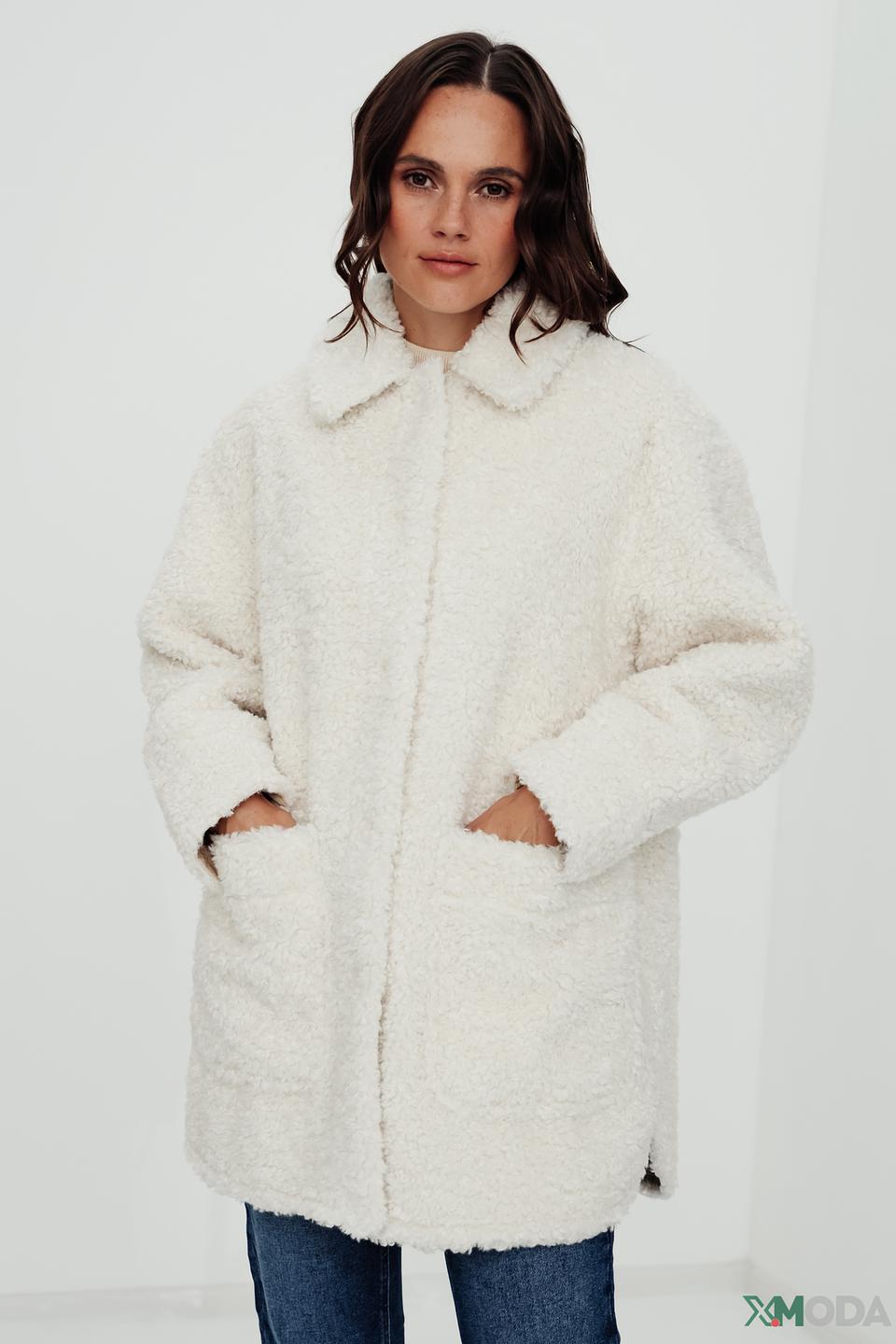 Пальто Oui из искусственного меха кремовый