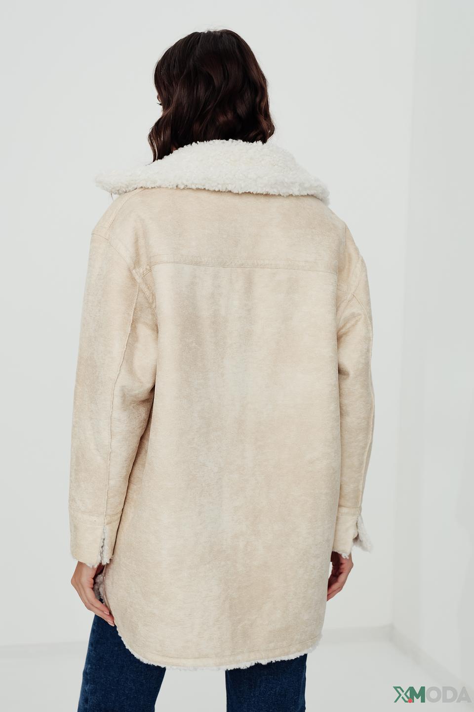 Пальто Oui из искусственного меха кремовый