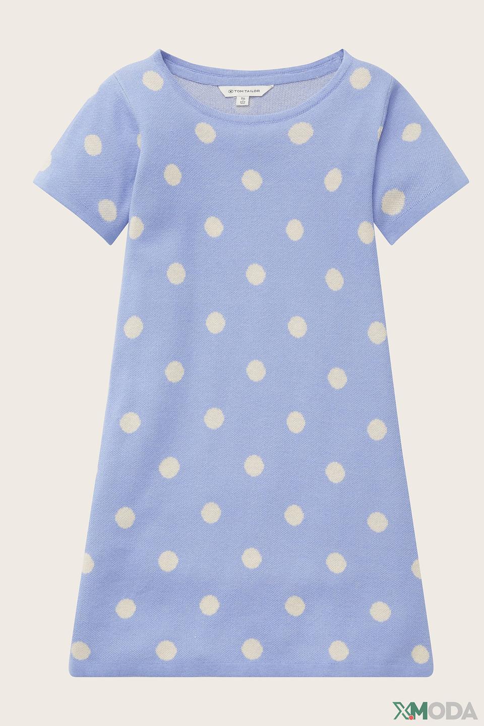 Платье Tom Tailor в горошек голубое