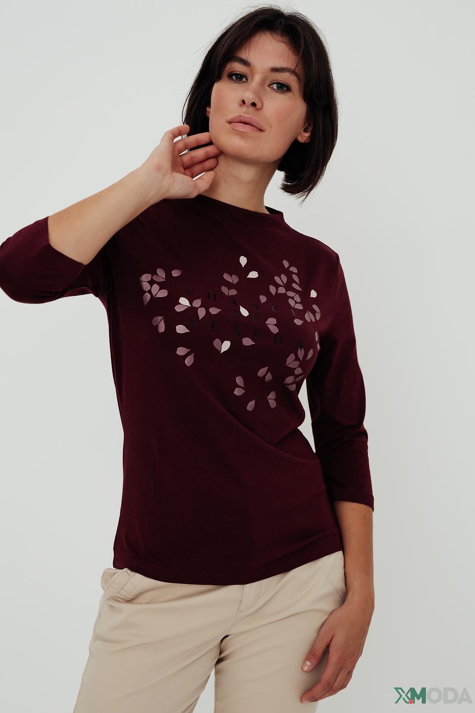 Джемпер Taifun с листьями бордовый
