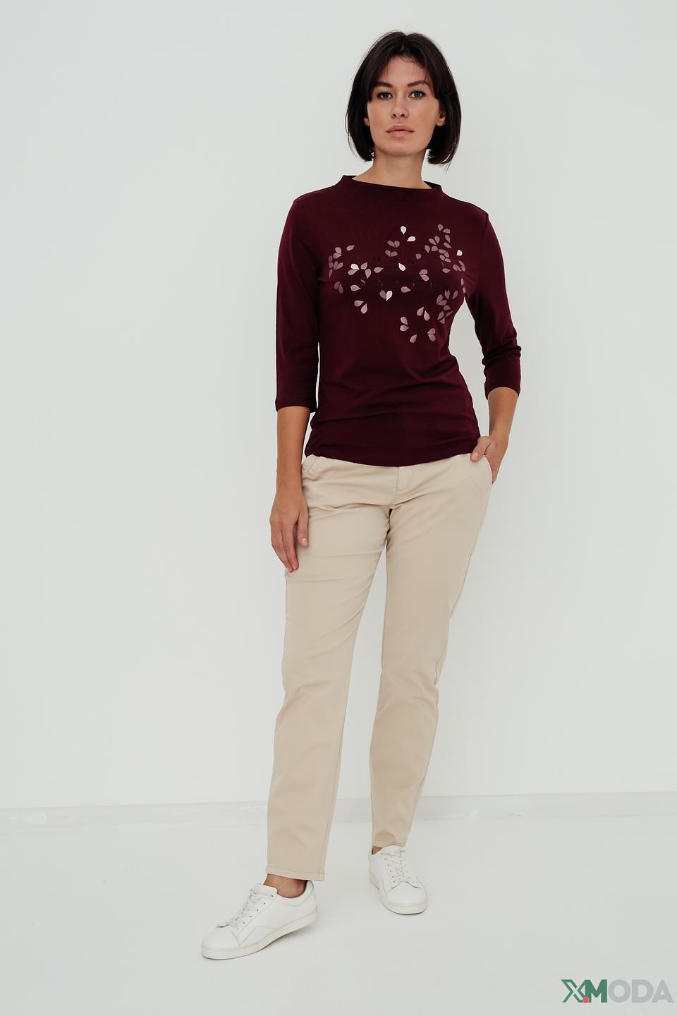 Джемпер Taifun с листьями бордовый