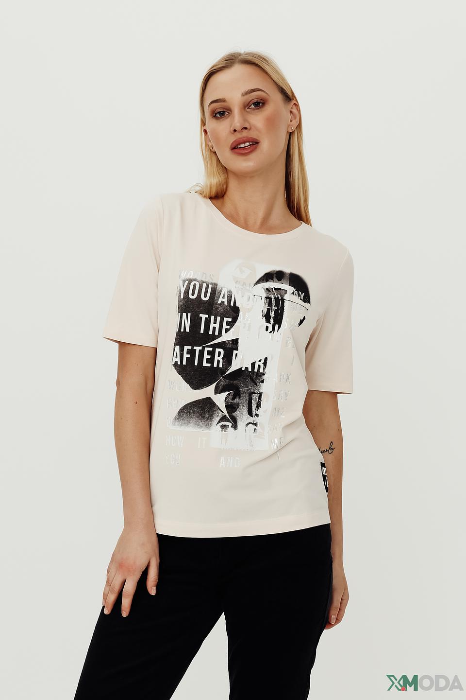 Футболка Lecomte с принтом бежевая