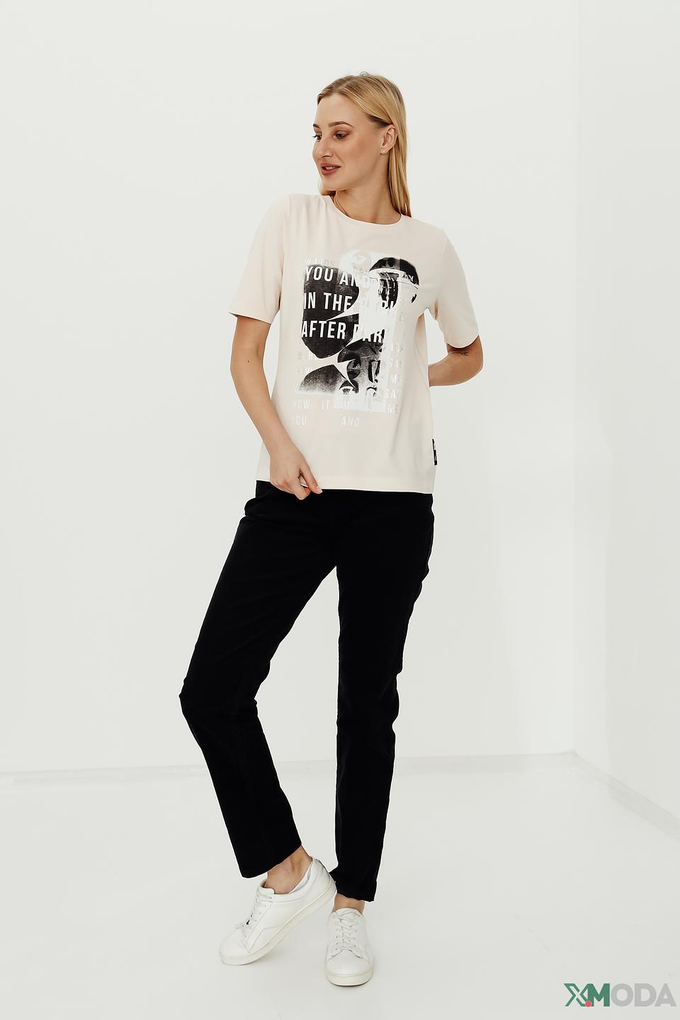 Футболка Lecomte с принтом бежевая