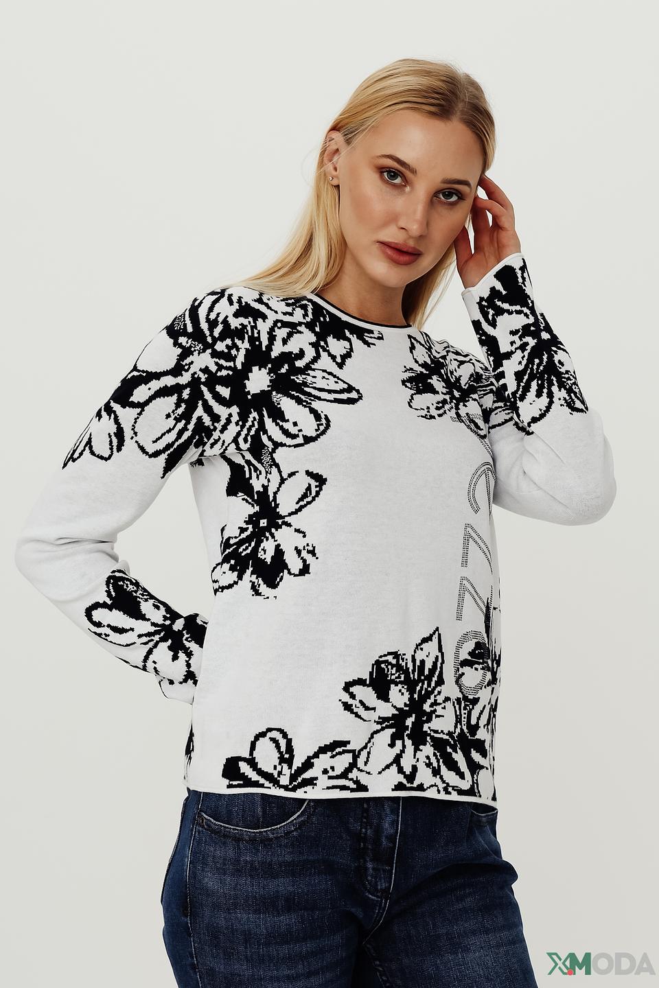 Пуловер Pezzo с цветами белый