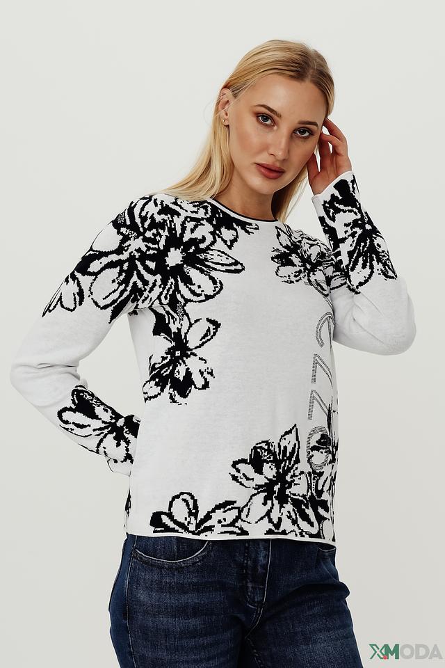 Пуловер Pezzo с цветами белый