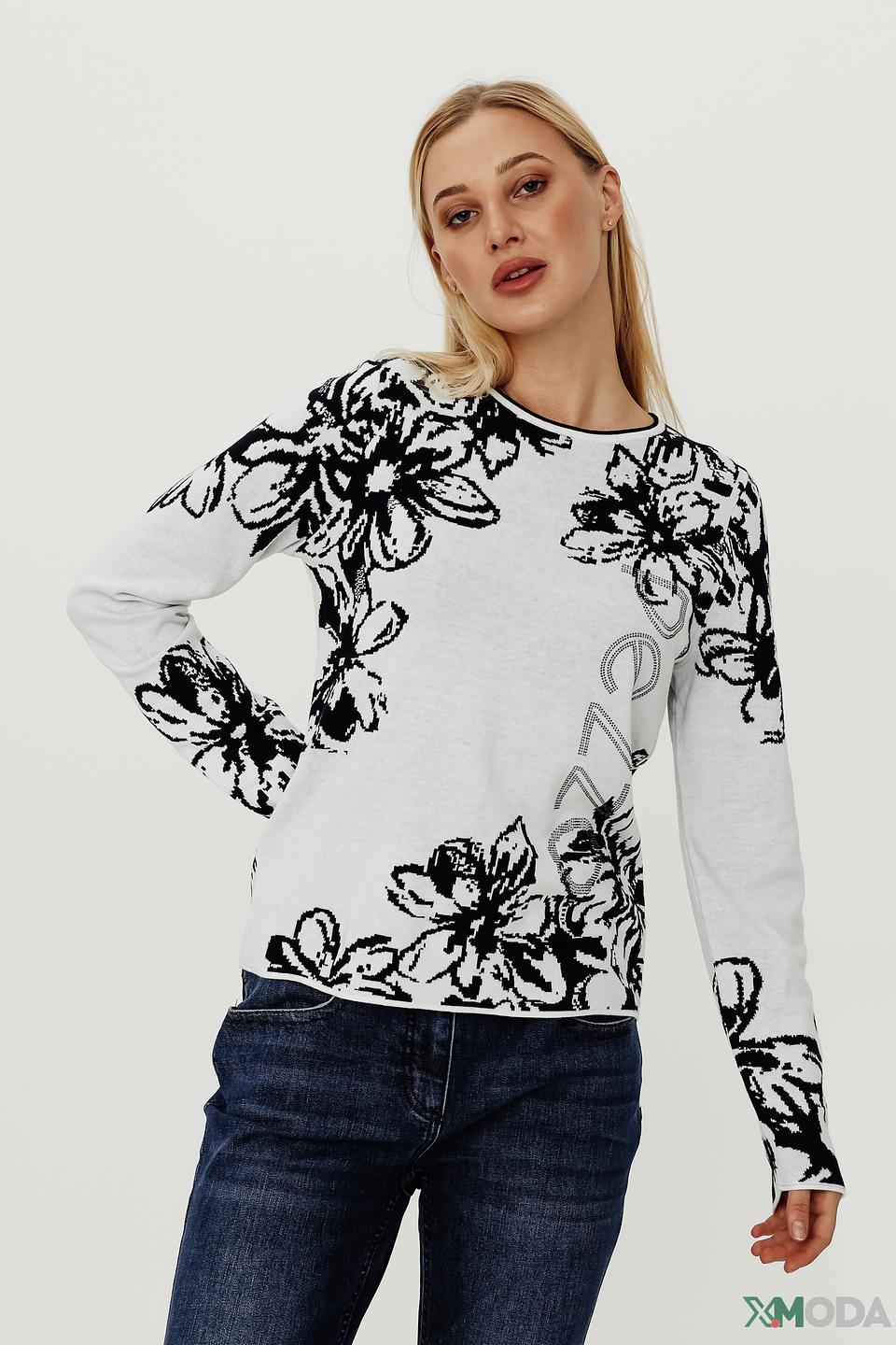 Пуловер Pezzo с цветами белый