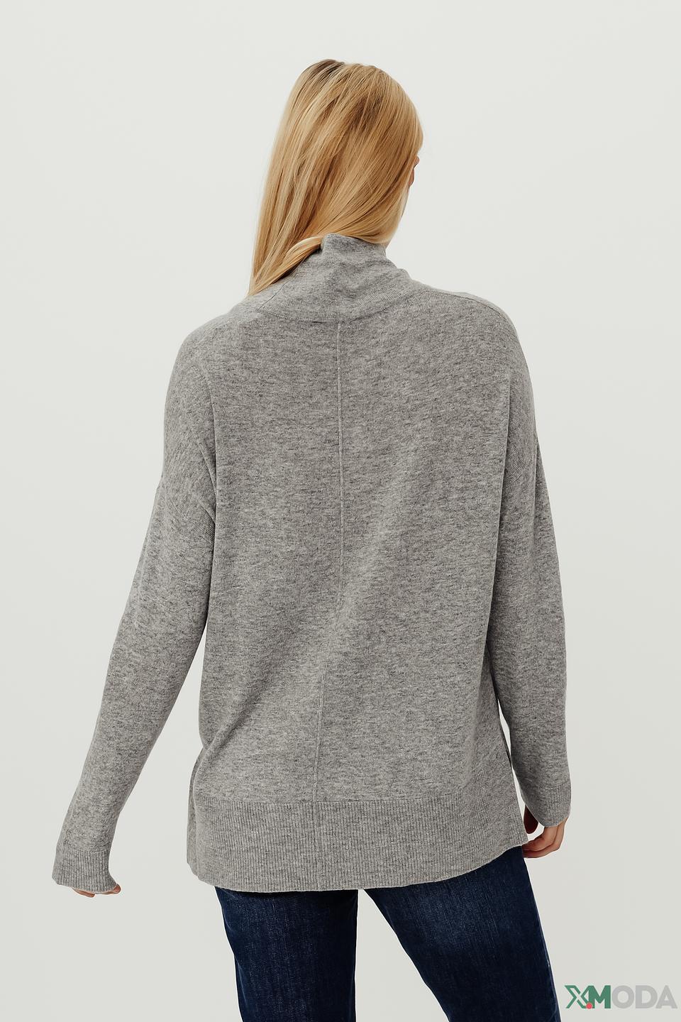 Пуловер Pezzo серый с разрезом