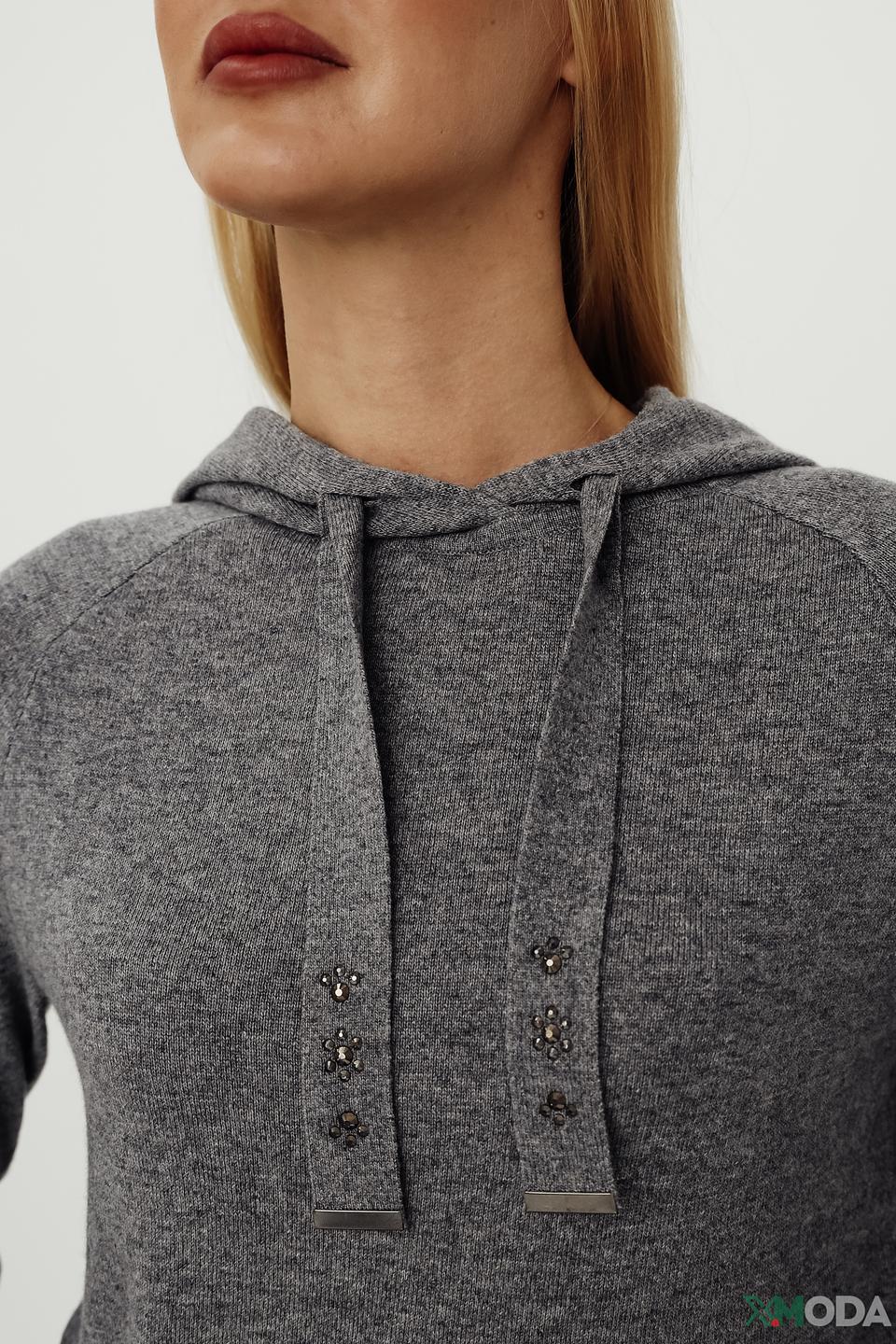 Пуловер Pezzo с капюшоном серый