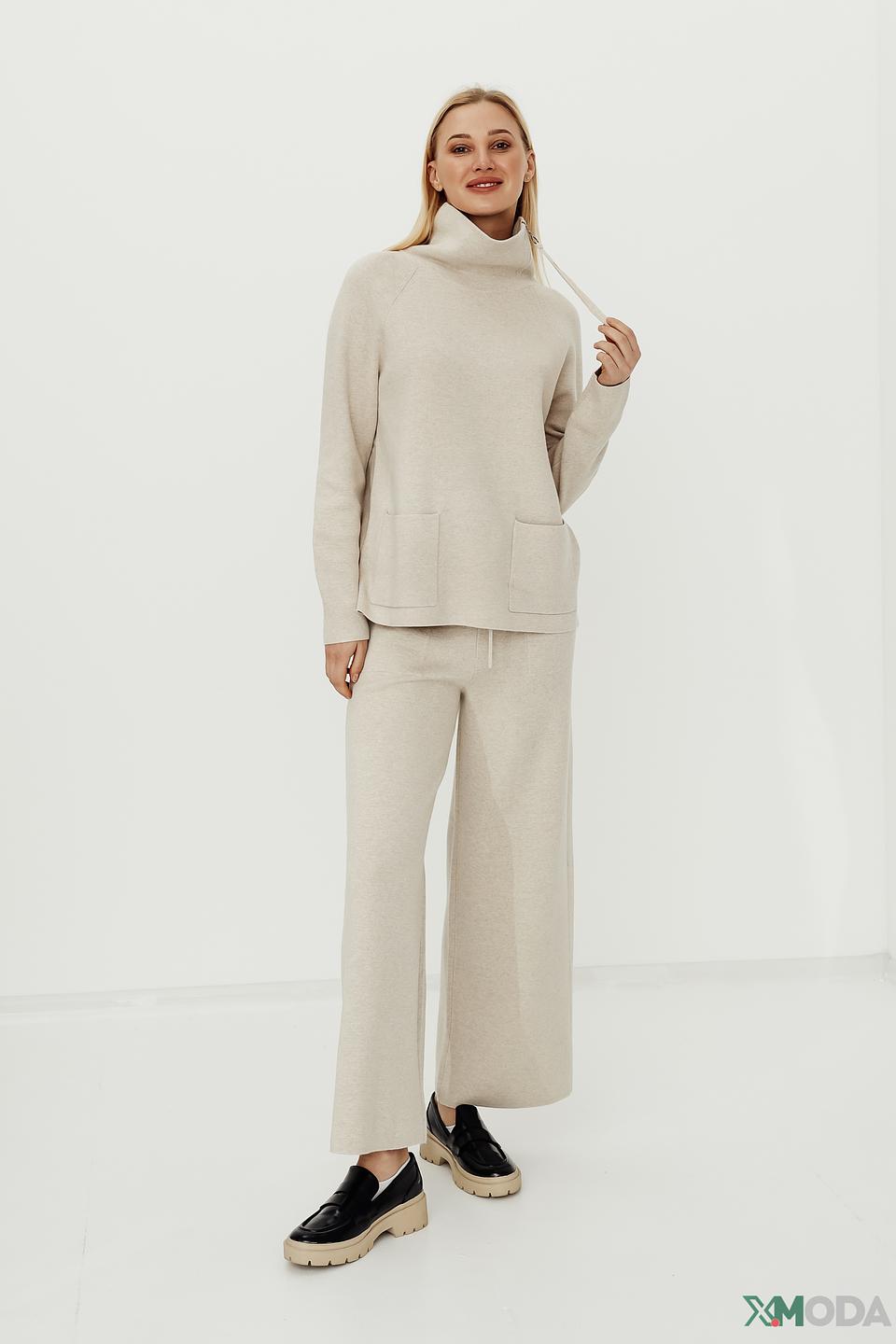 Брюки трикотажные Oui бежевые