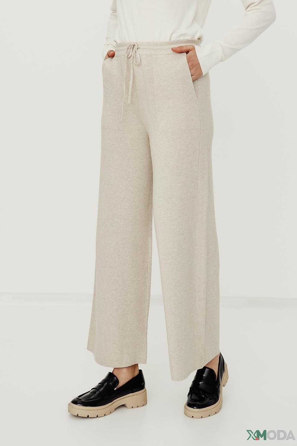 Брюки трикотажные Oui бежевые