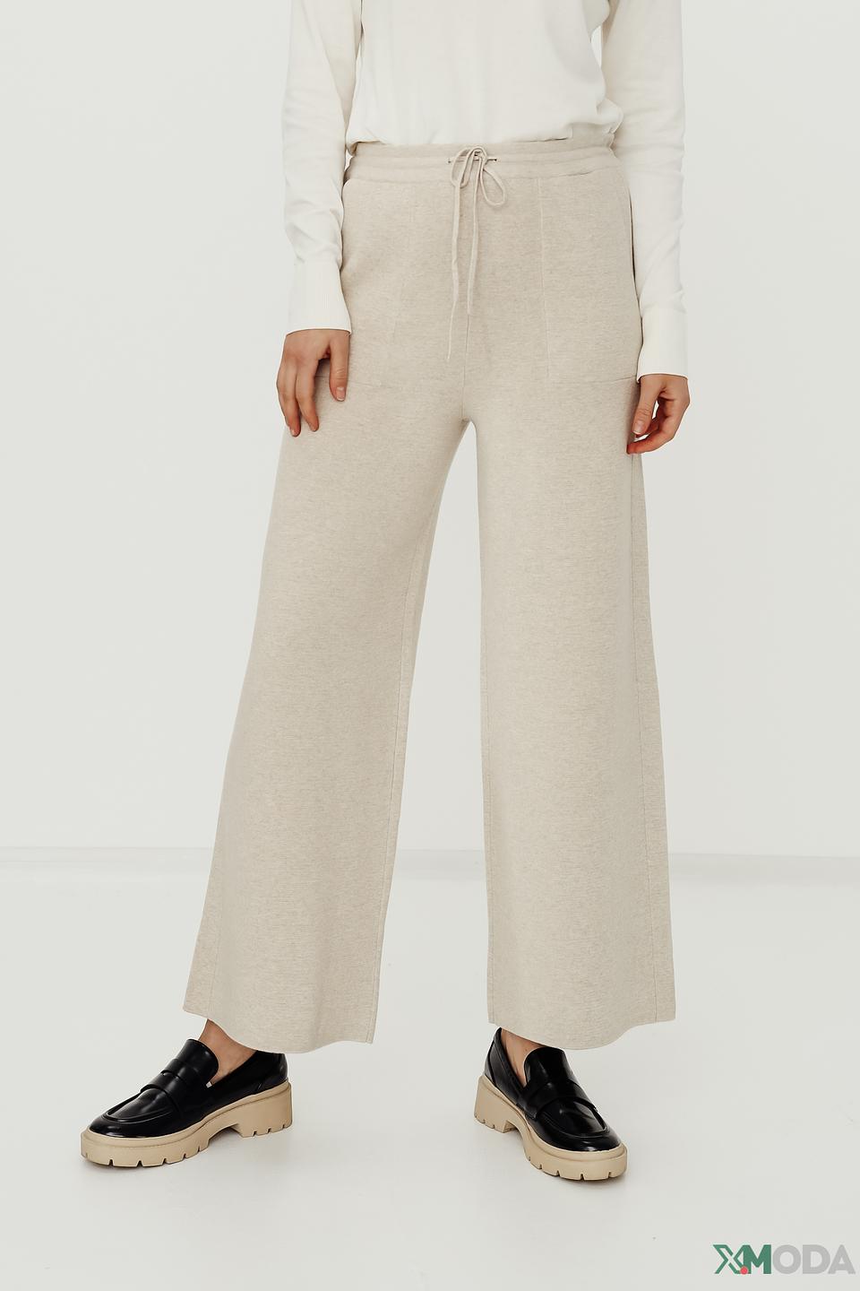 Брюки трикотажные Oui бежевые