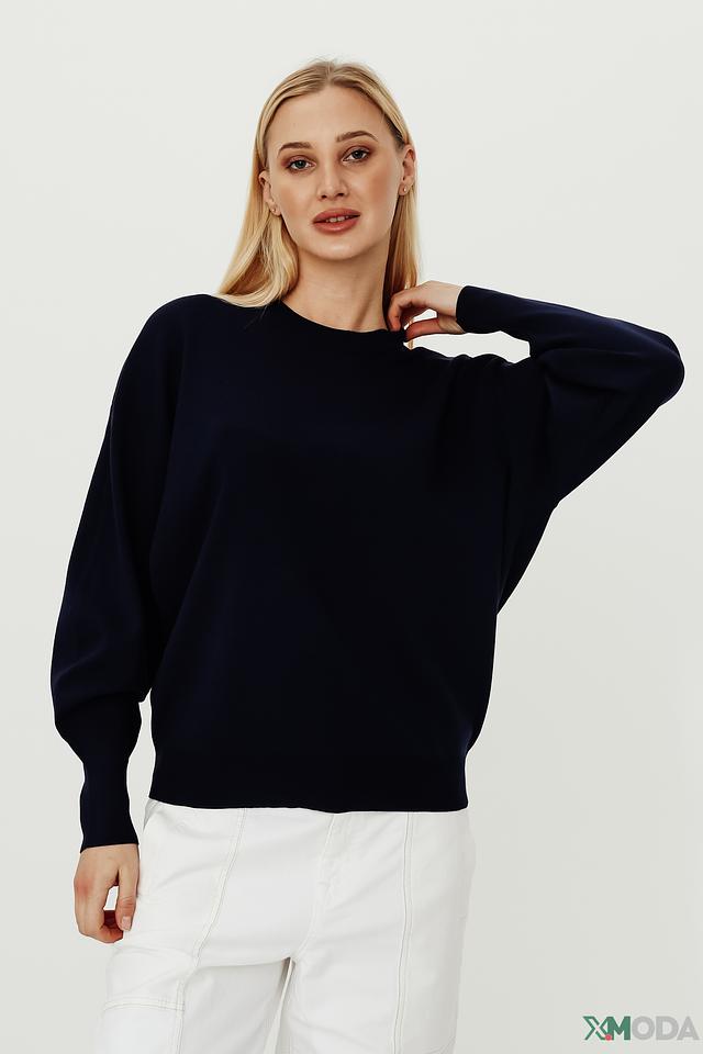 Пуловер Pezzo тёмно-синий с рукавами-фонариками