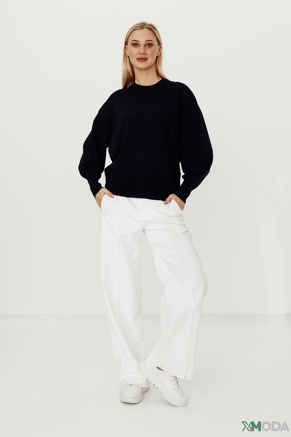 Пуловер Pezzo тёмно-синий с рукавами-фонариками