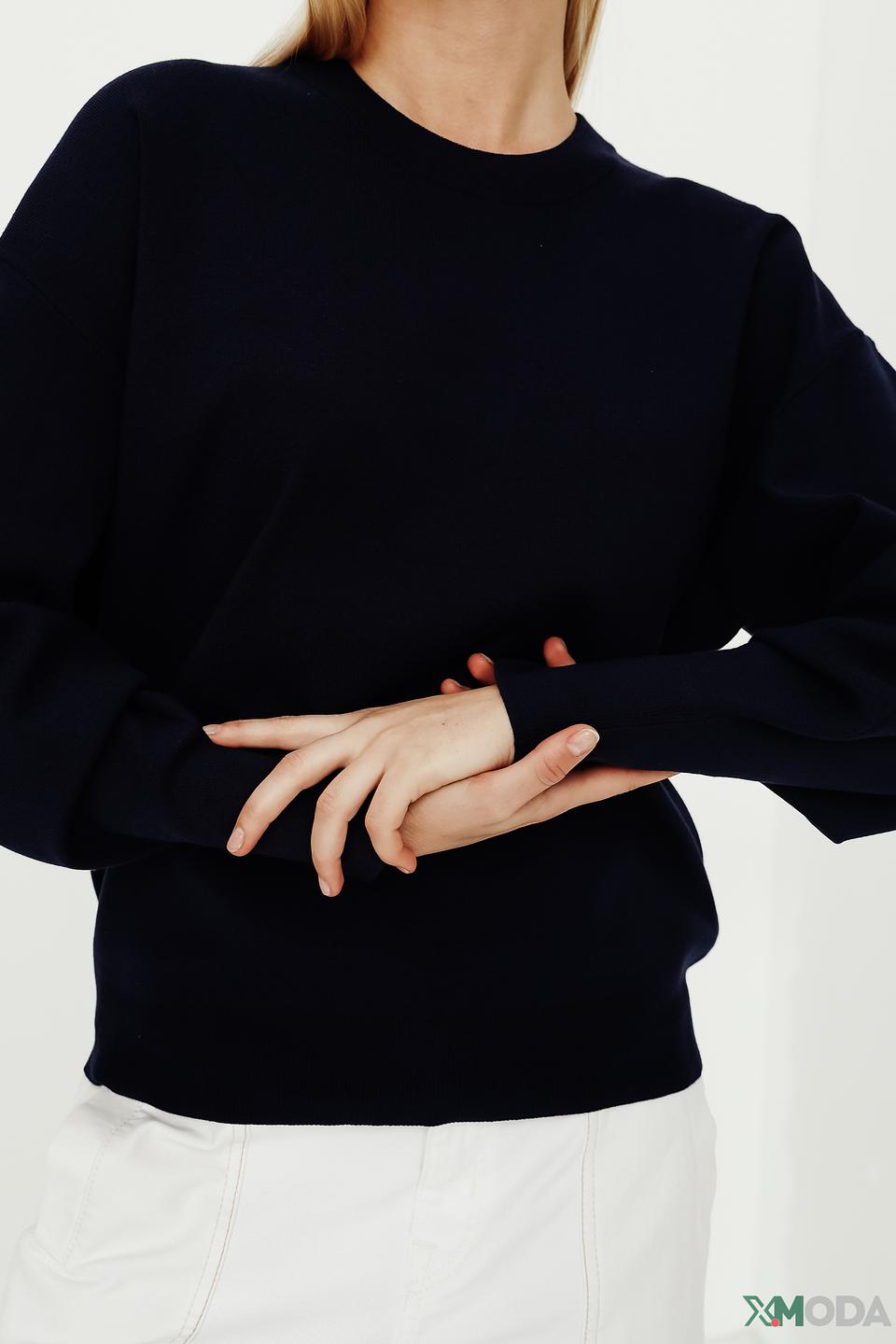 Пуловер Pezzo тёмно-синий с рукавами-фонариками