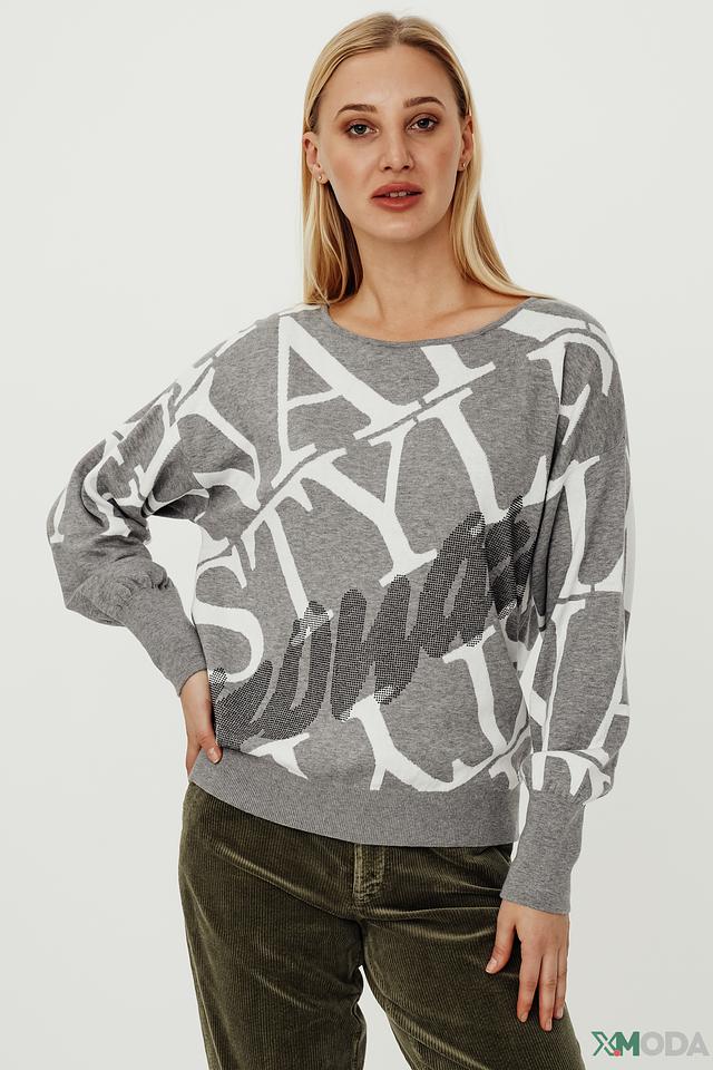 Пуловер Monari с принтом серый