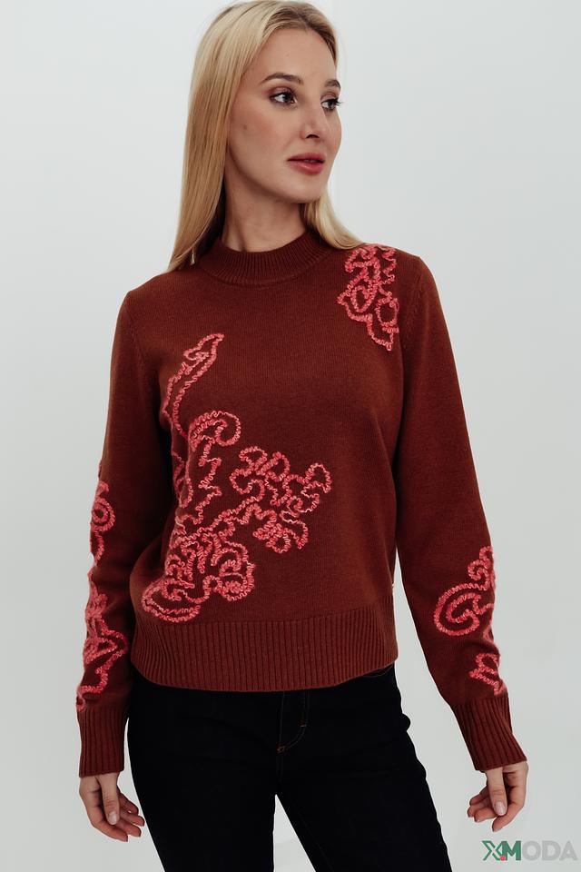 Джемпер Penny Black с вышивкой терракотовый