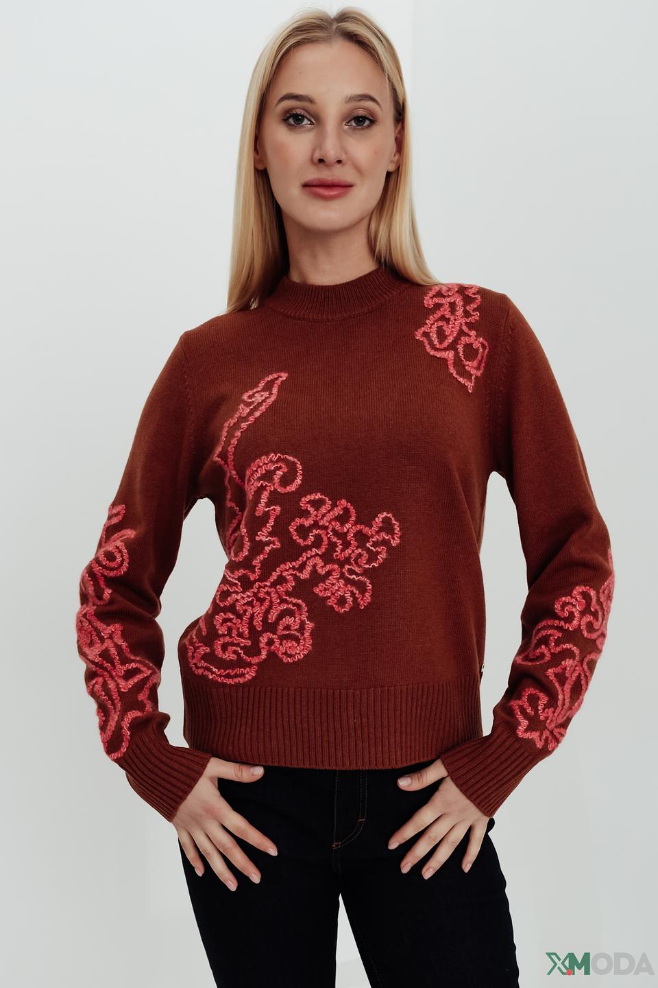 Джемпер Penny Black с вышивкой терракотовый